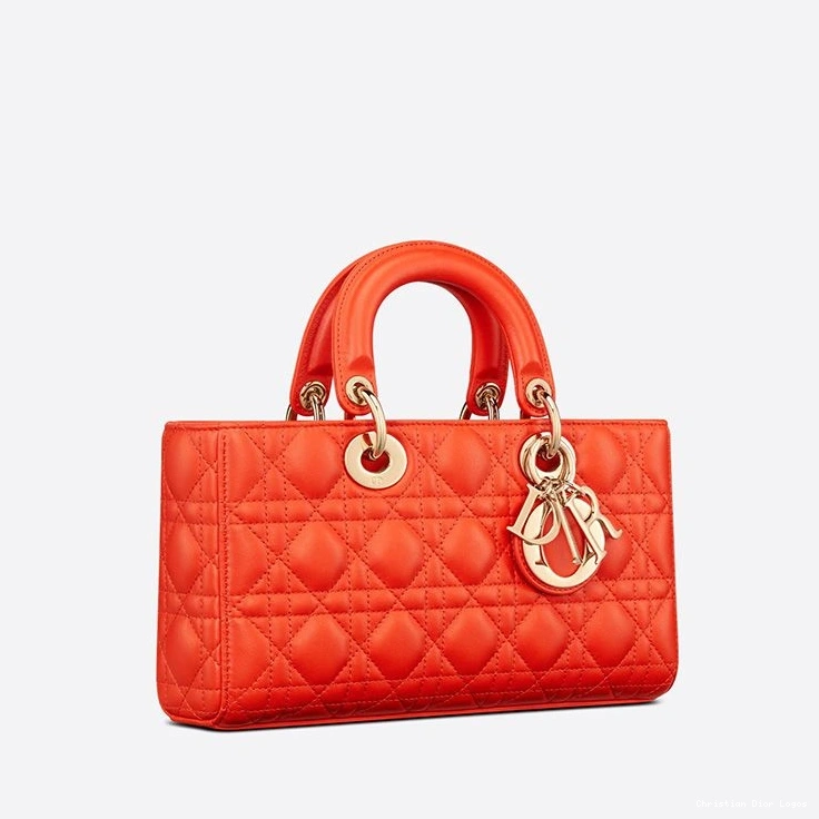 Cheap Medium Lady Bag Orange Cannage Lambskin D-Joy 0717 Luxury